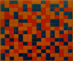 Compositie met Raster 8; Schaakbord met Donkere Kleuren door Piet Mondrian